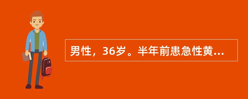 男性，36岁。半年前患急性黄疸型肝炎，半月来发热，牙龈出血住院。体检：重度贫血貌