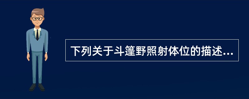 下列关于斗篷野照射体位的描述正确的是（）。