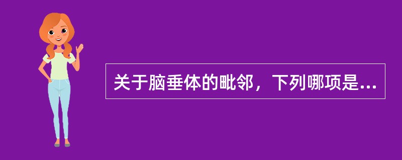 关于脑垂体的毗邻，下列哪项是正确的？（）