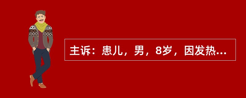 主诉：患儿，男，8岁，因发热2天，皮疹1天入院。病史：患儿于2天前出现发热，体温