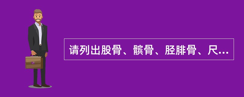 请列出股骨、髌骨、胫腓骨、尺桡骨骨端骺化中心出现和闭合年龄。