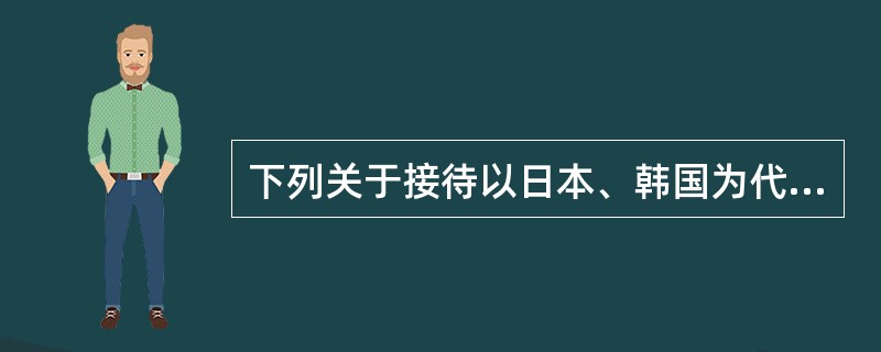 下列关于接待以日本、韩国为代表的东亚地区游客时要注意的表述，错误的是（）。