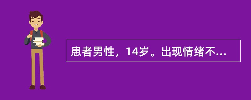 患者男性，14岁。出现情绪不稳、易激惹、冲动伤人毁物5个月，炸伤手后症状加重伴反