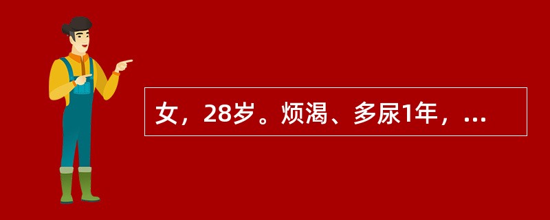 女，28岁。烦渴、多尿1年，不规律用胰岛素治疗，食欲缺乏、呕吐3天。体格检查：体