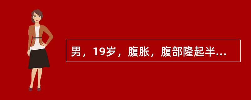 男，19岁，腹胀，腹部隆起半年余，CT检查如图，最可能的诊断是（）