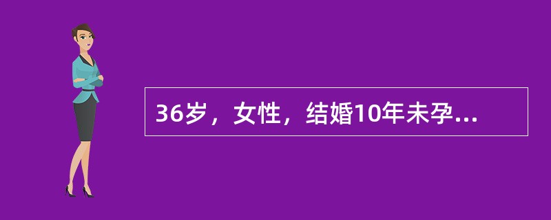 36岁，女性，结婚10年未孕，月经量较多，经期较长，深部性交痛8年。妇查：子宫略