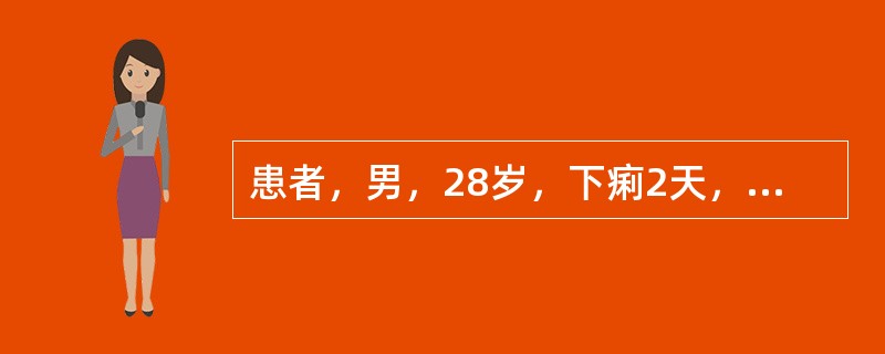 患者，男，28岁，下痢2天，现下痢赤白黏胨，腹痛，里急后重，肛门灼热，小便短赤，