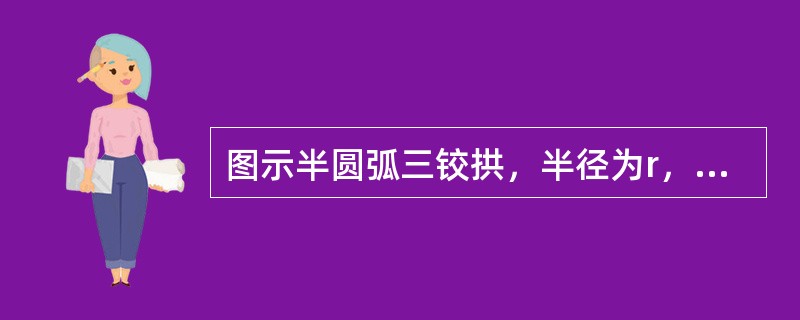 图示半圆弧三铰拱，半径为r，θ=60°，K截面的弯矩为：（）