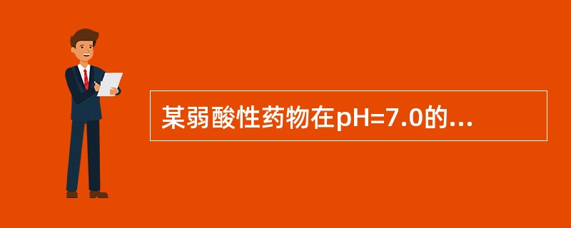 某弱酸性药物在pH=7.0的溶液中90%解离，其pKa约为（）