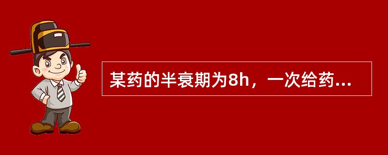 某药的半衰期为8h，一次给药后，药物在体内基本消除时间约为（）