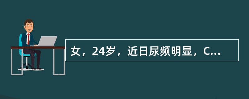 女，24岁，近日尿频明显，CT检查如图所示，最可能的诊断是（）