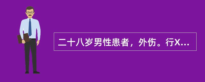 二十八岁男性患者，外伤。行X线检查，患肢畸形。该患者合并哪条神经损伤()