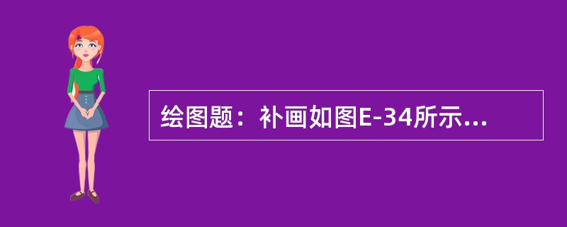 绘图题：补画如图E-34所示图形的第三视图。