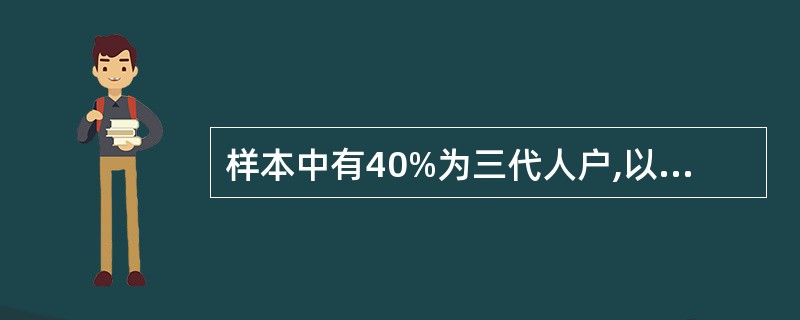 样本中有40%为三代人户,以95.45%(t=2)的置信度估计这个居民区中三代人