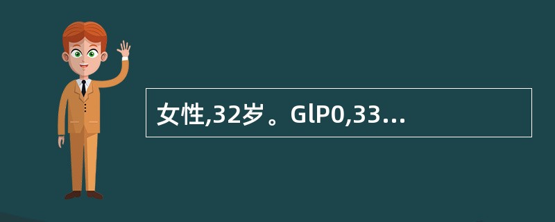 女性,32岁。GlP0,33周双胎妊娠,有下腹隐痛,2天,阴道有少量出血1天。检