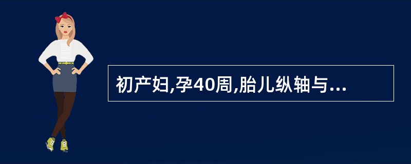 初产妇,孕40周,胎儿纵轴与母体纵轴相互垂直,血压正常,胎心140£¯min。下