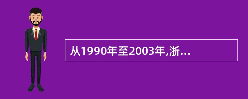 从1990年至2003年,浙江第三产业占GDP比重上升了几个百分点?