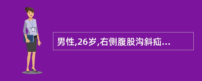 男性,26岁,右侧腹股沟斜疝3年。应首选哪种手术方式 ( )。