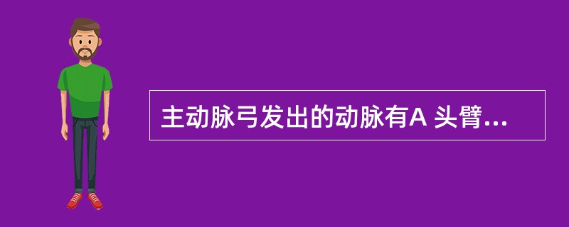 主动脉弓发出的动脉有A 头臂干 B 左颈总动脉 C 右颈总动脉£« D 右锁骨下