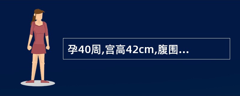 孕40周,宫高42cm,腹围108cm,双顶径9.8cm,股骨长7.6cm