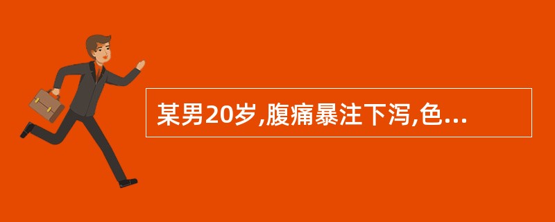 某男20岁,腹痛暴注下泻,色黄而秽臭,肛门灼热,小便短黄,身热口渴,舌质红,苔黄