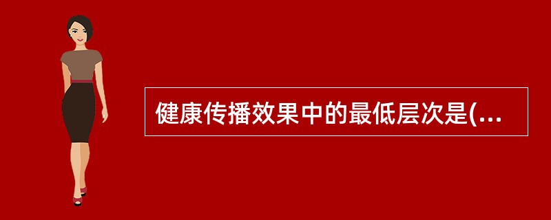 健康传播效果中的最低层次是( )A、健康信念认同B、知晓健康信息C、态度转变D、