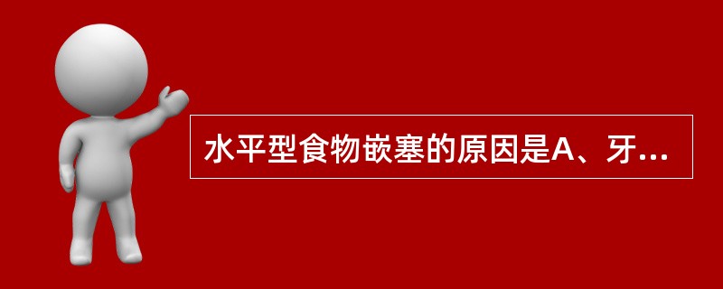 水平型食物嵌塞的原因是A、牙周萎缩B、充填式牙尖C、边缘嵴不协调D、充填悬突E、