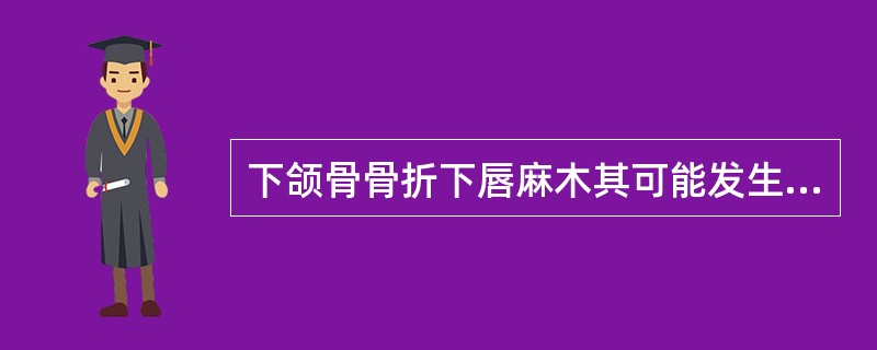 下颌骨骨折下唇麻木其可能发生的部位在A、下颌正中联合B、髁突颈部C、下颌角部D、