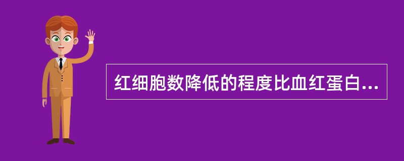 红细胞数降低的程度比血红蛋白更显著，最可能的诊断是A、失血B、再生障碍性贫血C、