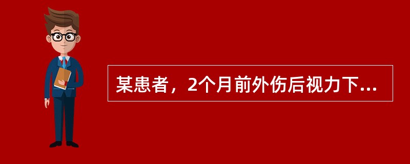 某患者，2个月前外伤后视力下降，检查发现其玻璃体明显血性混浊，透过混浊的玻璃体，