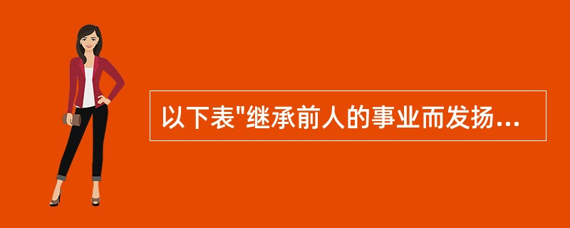 以下表"继承前人的事业而发扬光大"的成语典故是( )A、踵事增华B、梨枣再易C、