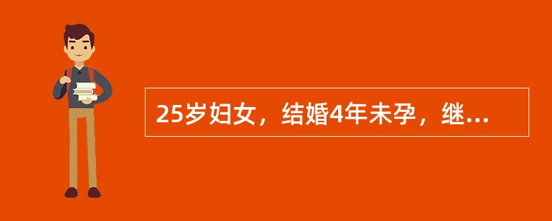 25岁妇女，结婚4年未孕，继发性闭经8个月就诊。检查子宫稍小。每日肌内注射黄体酮