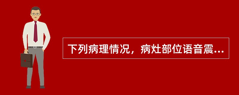 下列病理情况，病灶部位语音震颤增强的是A、肺实变B、气胸C、肺气肿D、胸膜肥厚E