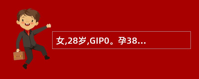 女,28岁,GIP0。孕38周,不规则腹痛2天,血压正常,头先露,胎心音在脐左下