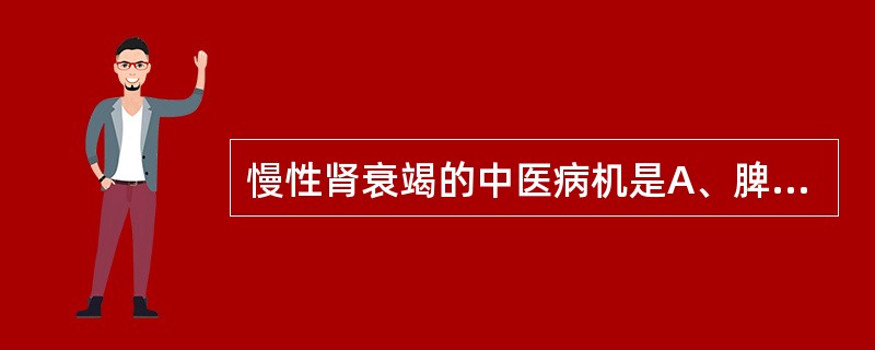 慢性肾衰竭的中医病机是A、脾肾亏虚、膀胱湿热B、肾络瘀阻、浊毒内蕴C、肾元虚衰、