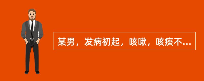 某男，发病初起，咳嗽，咳痰不爽，痰黏稠色黄，发热重，恶寒轻，无汗，口微渴，头痛，