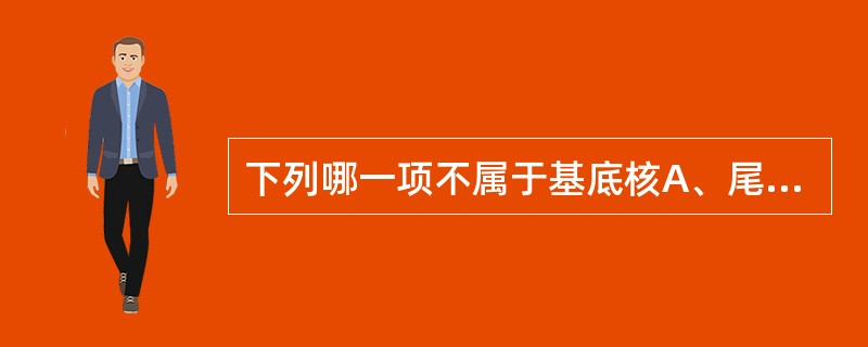 下列哪一项不属于基底核A、尾状核B、海马C、苍白球D、丘脑底核E、黑质