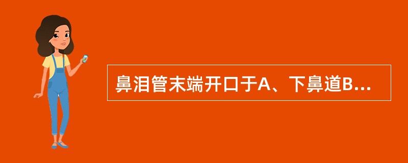 鼻泪管末端开口于A、下鼻道B、上鼻道C、中鼻道D、泪点E、泪囊