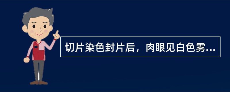 切片染色封片后，肉眼见白色雾状，镜下组织和细胞模糊不清，其原因是A、染色后脱水透