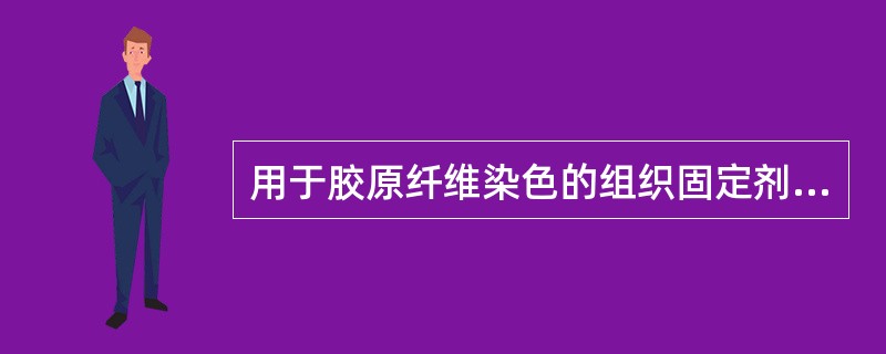 用于胶原纤维染色的组织固定剂是A、丙酮B、乙醇C、乙醚D、甲醛E、甲醇