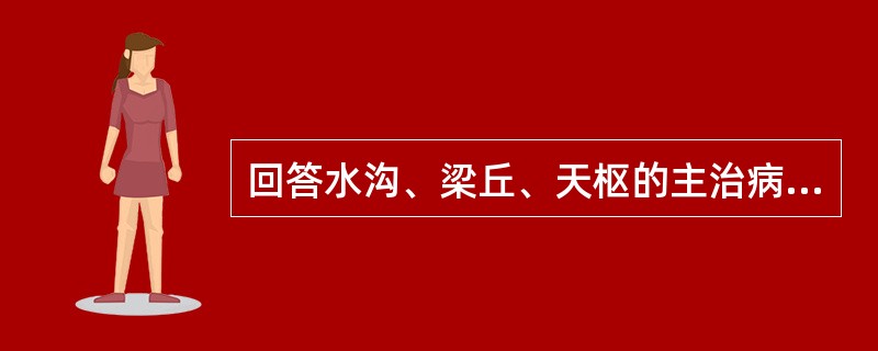 回答水沟、梁丘、天枢的主治病证。