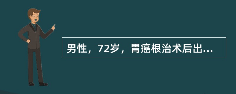 男性，72岁，胃癌根治术后出现尿潴留。请用foley导尿管为患者行留置导尿术。