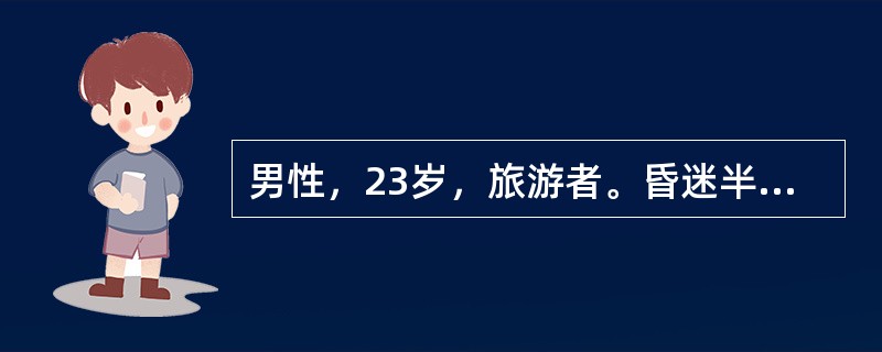 男性，23岁，旅游者。昏迷半小时。半小时前同事发现患者呼之不应，未见抽搐，立即送