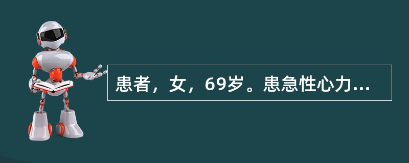 患者，女，69岁。患急性心力衰竭，。现症见心悸，气短，肢倦乏力，动则加剧，神疲咳