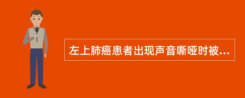 左上肺癌患者出现声音嘶哑时被压迫的神经是( )A、迷走神经B、舌下神经C、副神经
