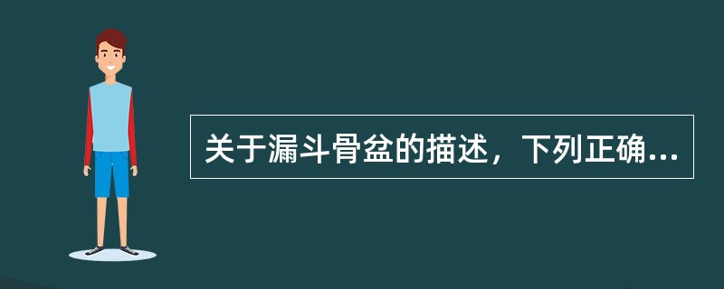 关于漏斗骨盆的描述，下列正确的是A、耻骨弓＜90°，坐骨结节间径＜8cmB、耻骨