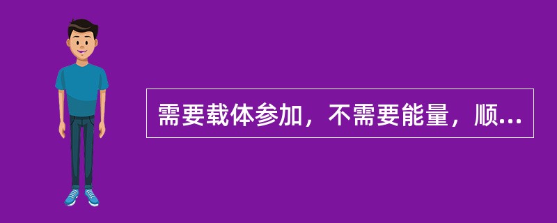 需要载体参加，不需要能量，顺浓度体的生物转运方式是