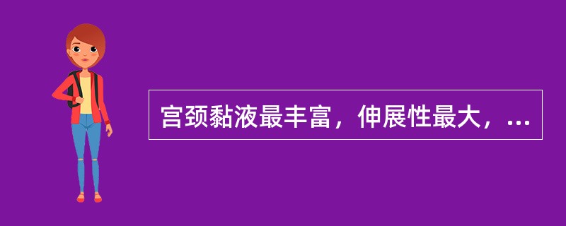 宫颈黏液最丰富，伸展性最大，羊齿状结晶最多的月经周期是A、增生早期B、增生中期C