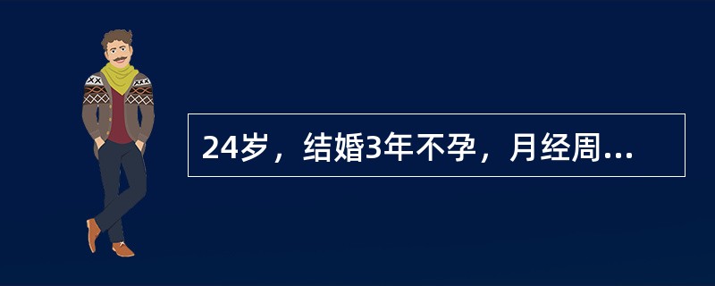 24岁，结婚3年不孕，月经周期24天，经期正常，经量多，测基础体温曲线高温相为8