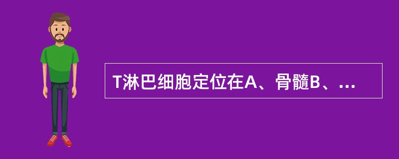 T淋巴细胞定位在A、骨髓B、法氏囊C、脾脏D、胸腺皮质区E、淋巴结副皮质区 -